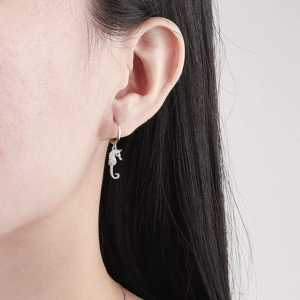 Boucle d'Oreille Créole Hippocampe Acier Inoxydable