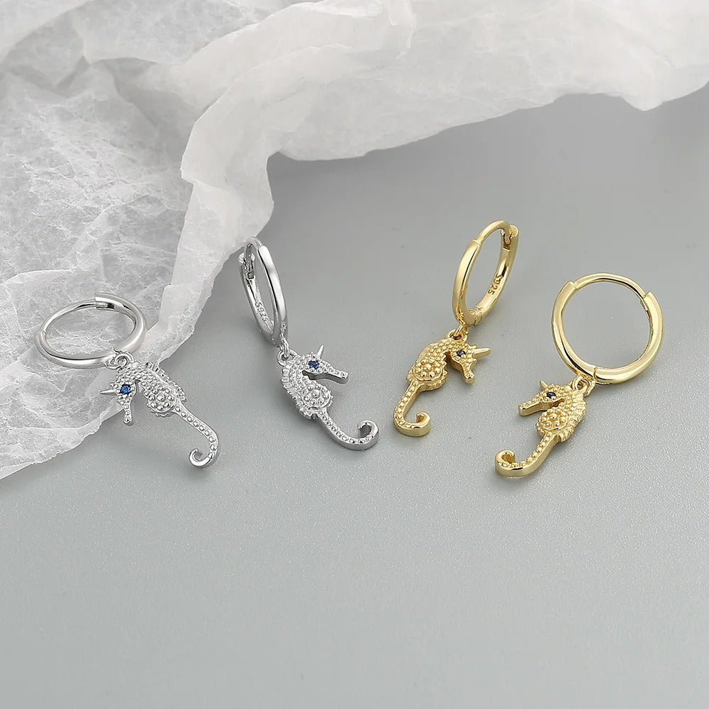 Boucle d'Oreille Créole Hippocampe Acier Inoxydable