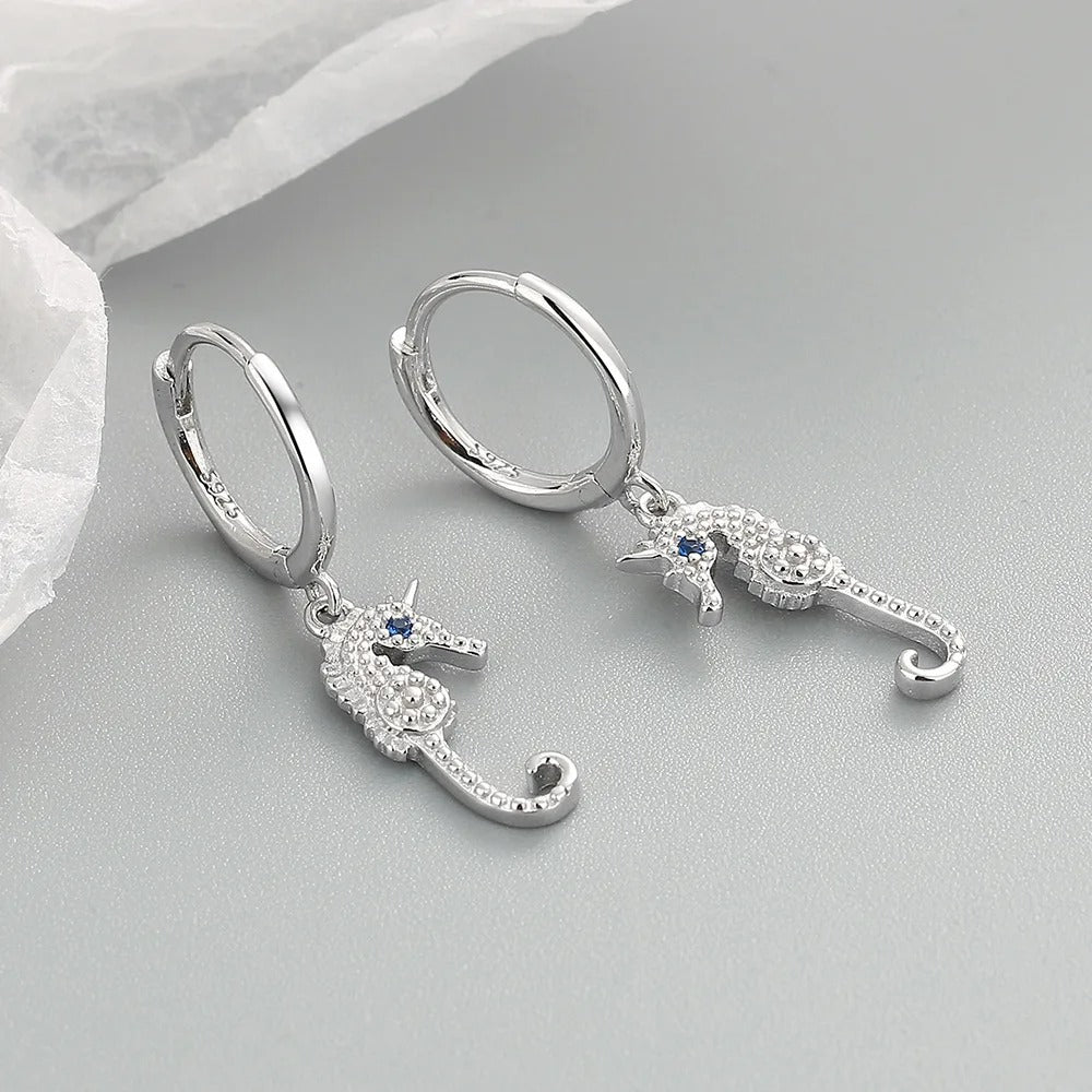 Boucle d'Oreille Créole Hippocampe Acier Inoxydable