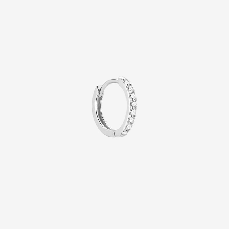 Boucle D'oreille Créole Mini Pavée - Argent