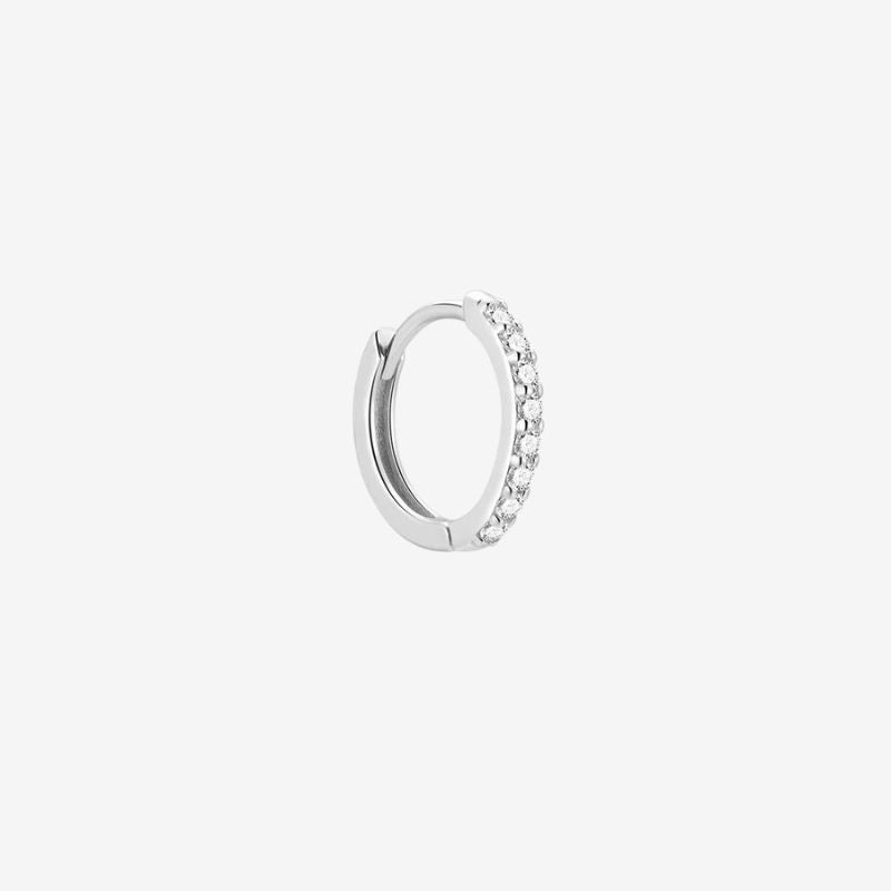 Boucle D'oreille Créole Mini Pavée - Argent