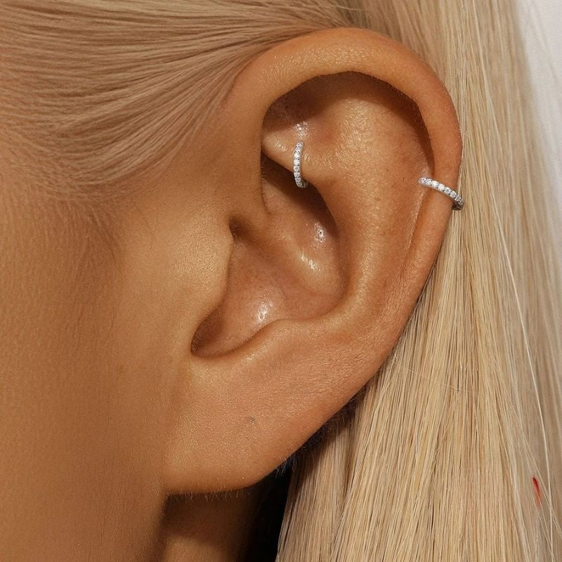 Boucle D'oreille Créole Mini Pavée - Argent
