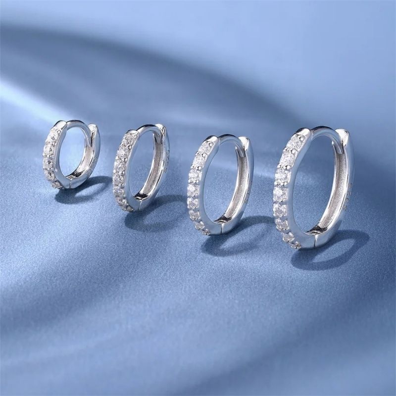 Boucle D'oreille Créole Mini Pavée - Argent