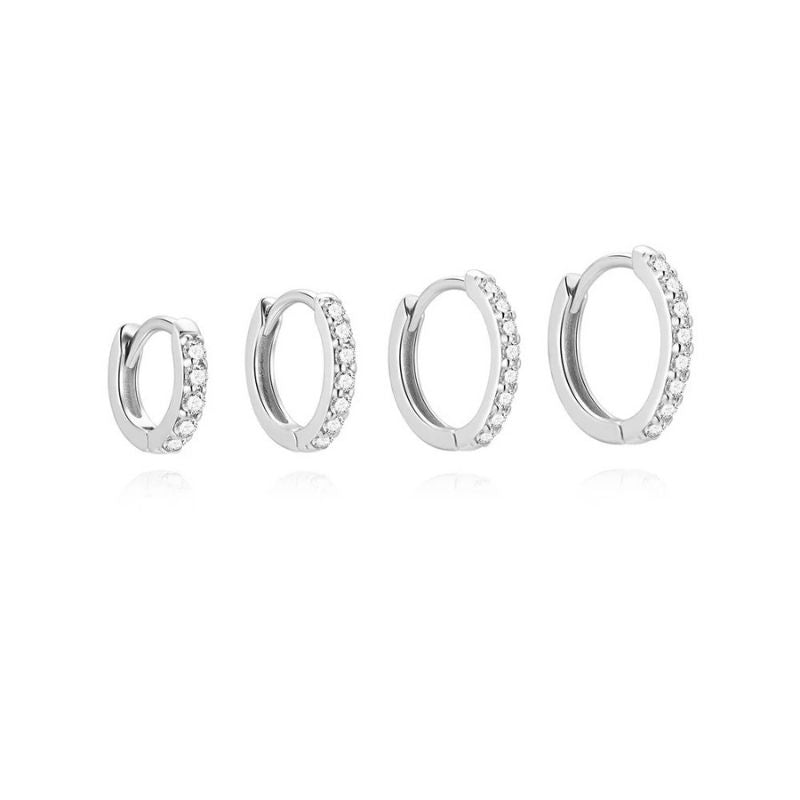 Boucle D'oreille Créole Mini Pavée - Argent