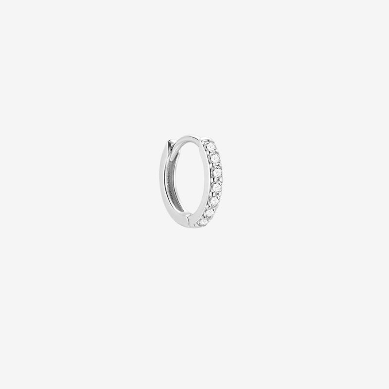 Boucle D'oreille Créole Mini Pavée - Argent