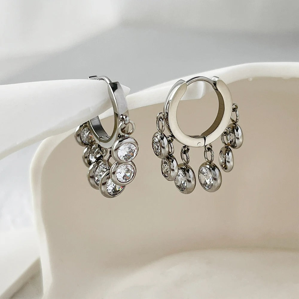 Boucle d'Oreille Créole Pampilles acier Inoxydable