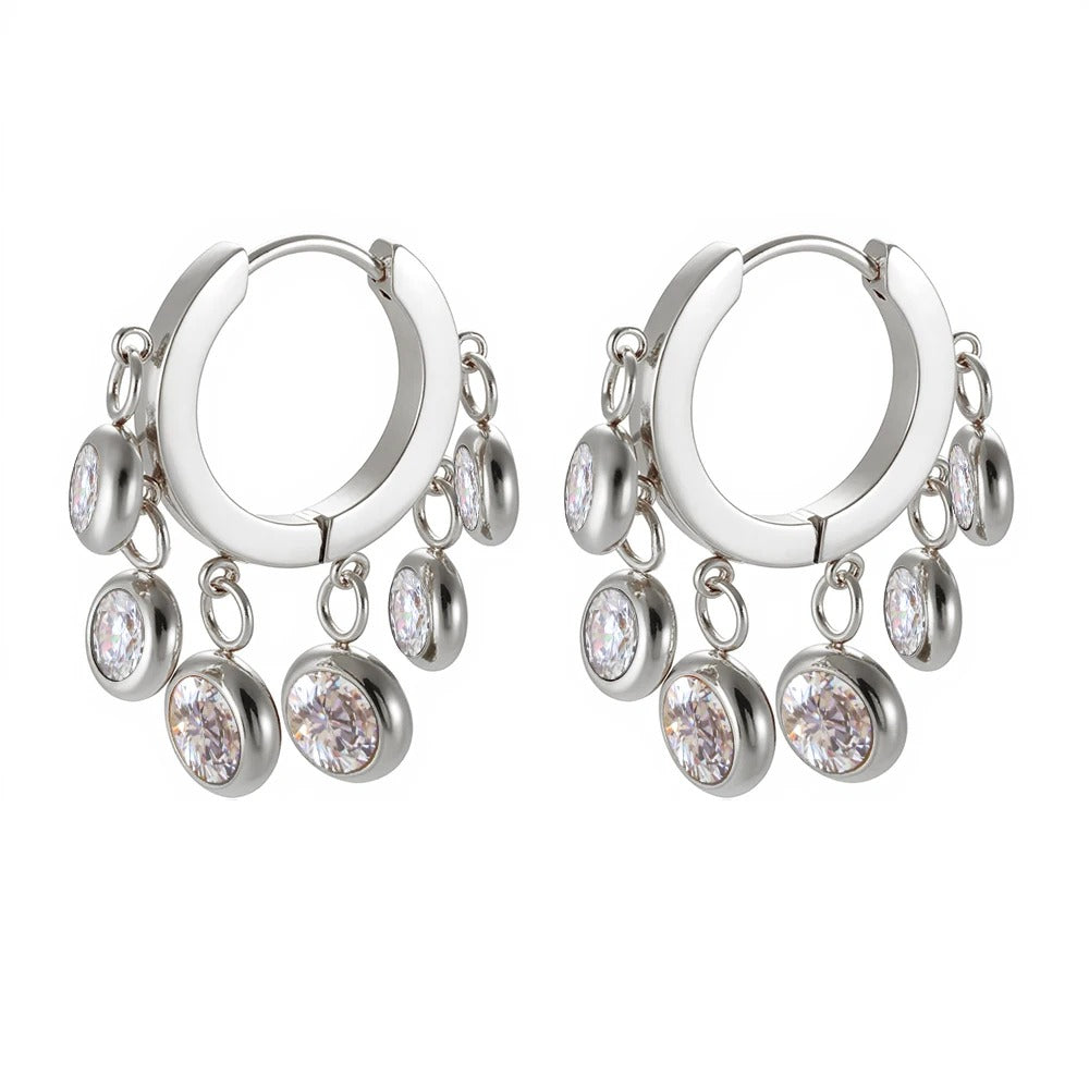 Boucle d'Oreille Créole Pampilles acier Inoxydable