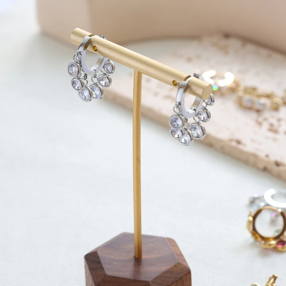 Boucle d'Oreille Créole Pampilles acier Inoxydable