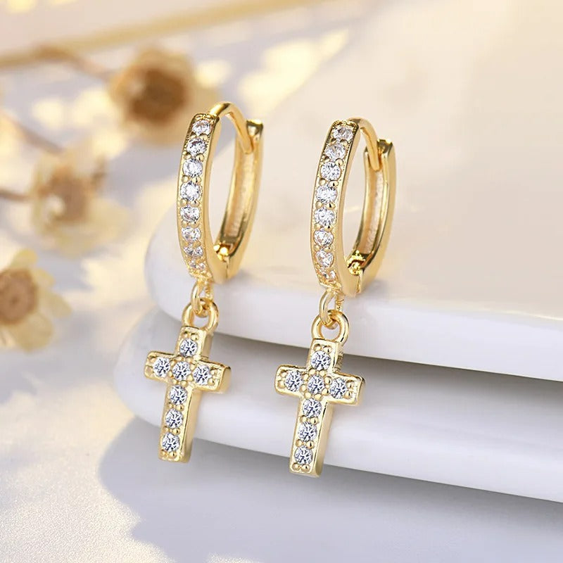 Boucle D'oreille Croix Femme Créole Luxe