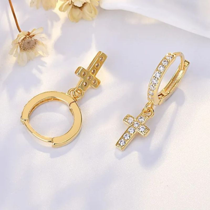 Boucle D'oreille Croix Femme Créole Luxe