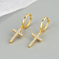 Boucle D'oreille Croix Femme Créole Scintillante