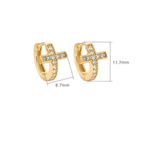 Boucle D'oreille Croix Femme Pierres Zircon Et Argent