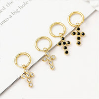 Boucle D'oreille Croix Femme Sur Créole Acier Inoxydable