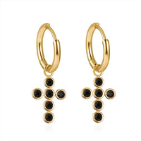 Boucle D'oreille Croix Femme Sur Créole Acier Inoxydable