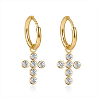 Boucle D'oreille Croix Femme Sur Créole Acier Inoxydable