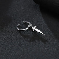 Boucle D'oreille Croix Homme Argenté et Pendante