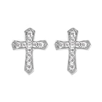 Boucle D'oreille Croix Homme Argentée à Strass
