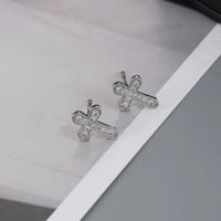 Boucle D'oreille Croix Homme Argentée à Strass