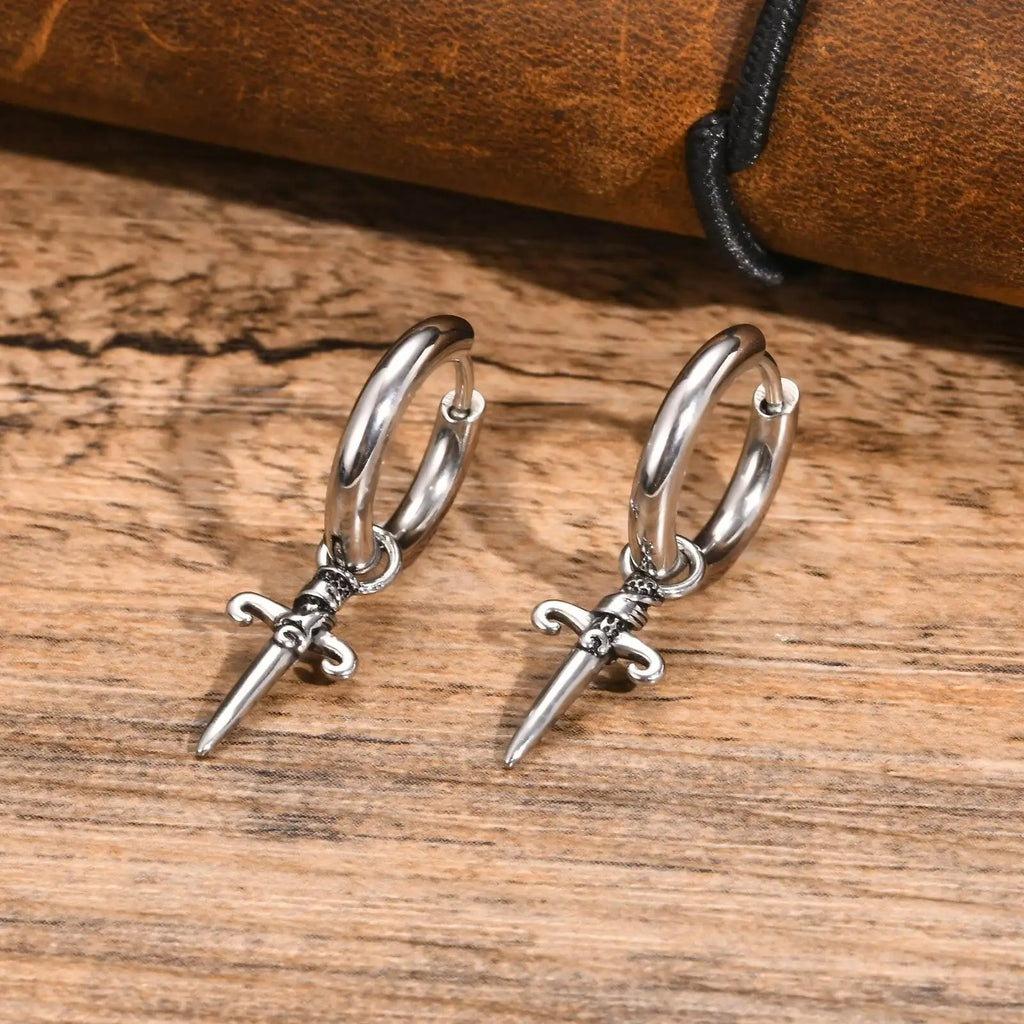 Boucle D'oreille Croix Homme Gothique Créole