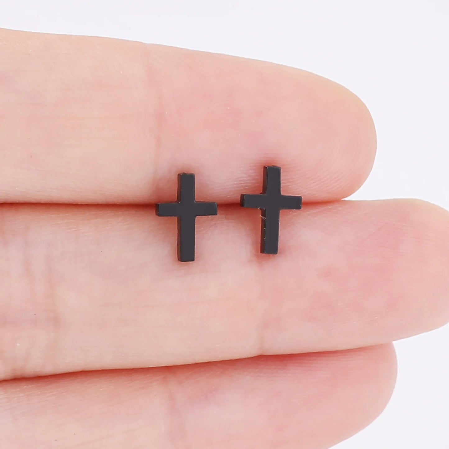 Boucle D'oreille Croix Homme Minimaliste Acier Inoxydable