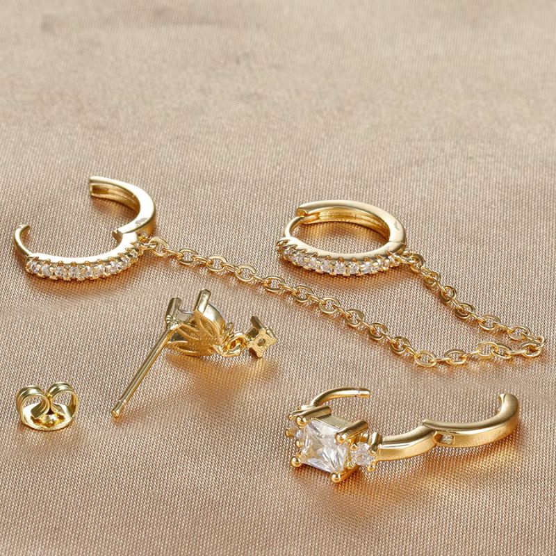 Boucle D'oreille Dépareillée Acier Inoxydable Lot 3 Pièces