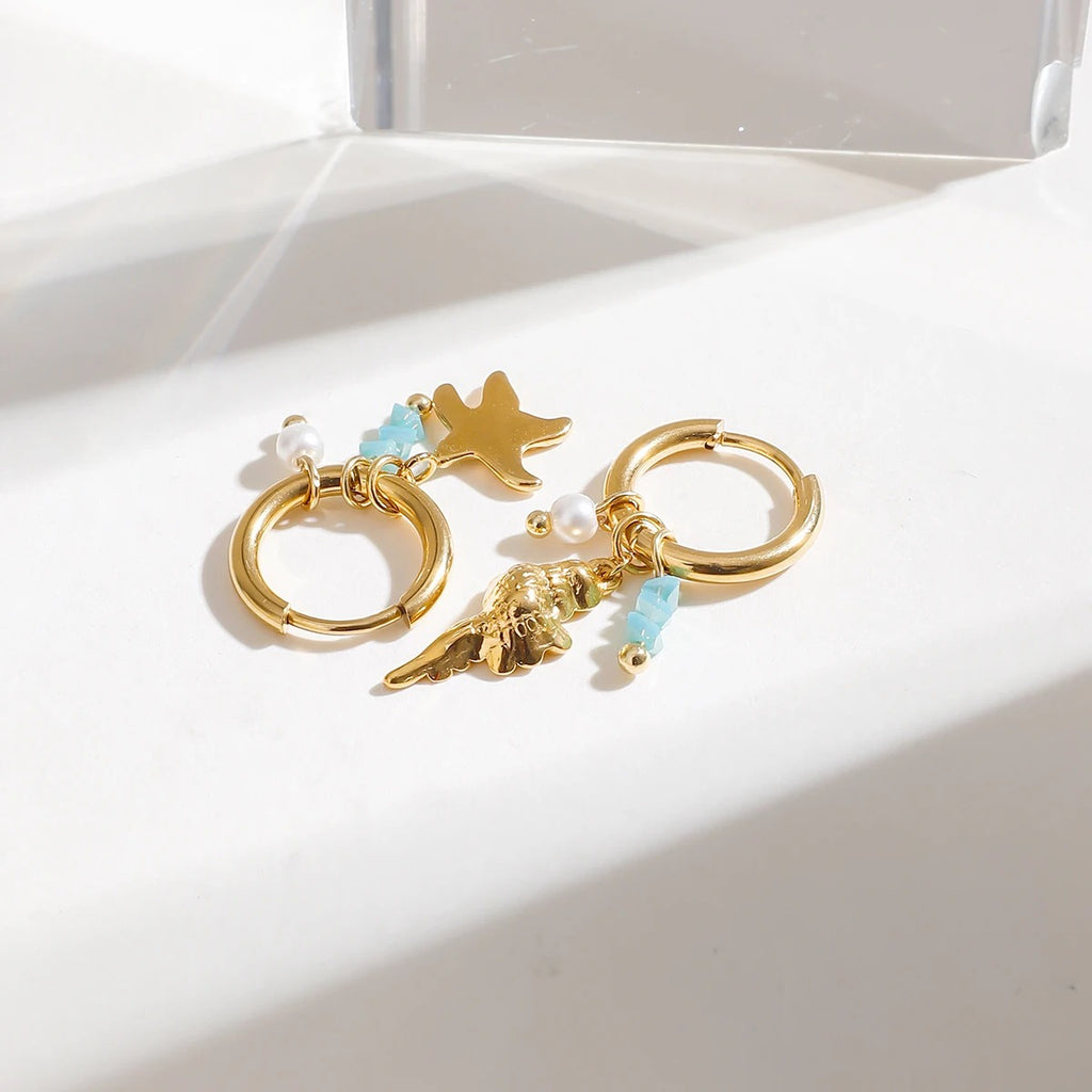 Boucle d'Oreille Dépareillée Marine Acier Inoxydable