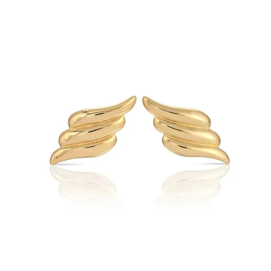 Boucle d'Oreille Dorée Aile en Acier Inoxydable