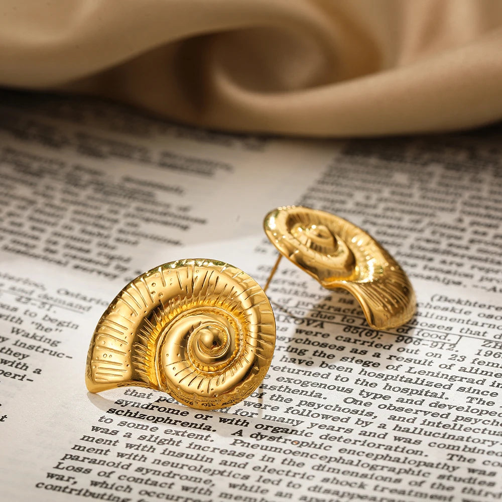 Boucle D'oreille Dorée Escargot en Acier Inoxydable Image