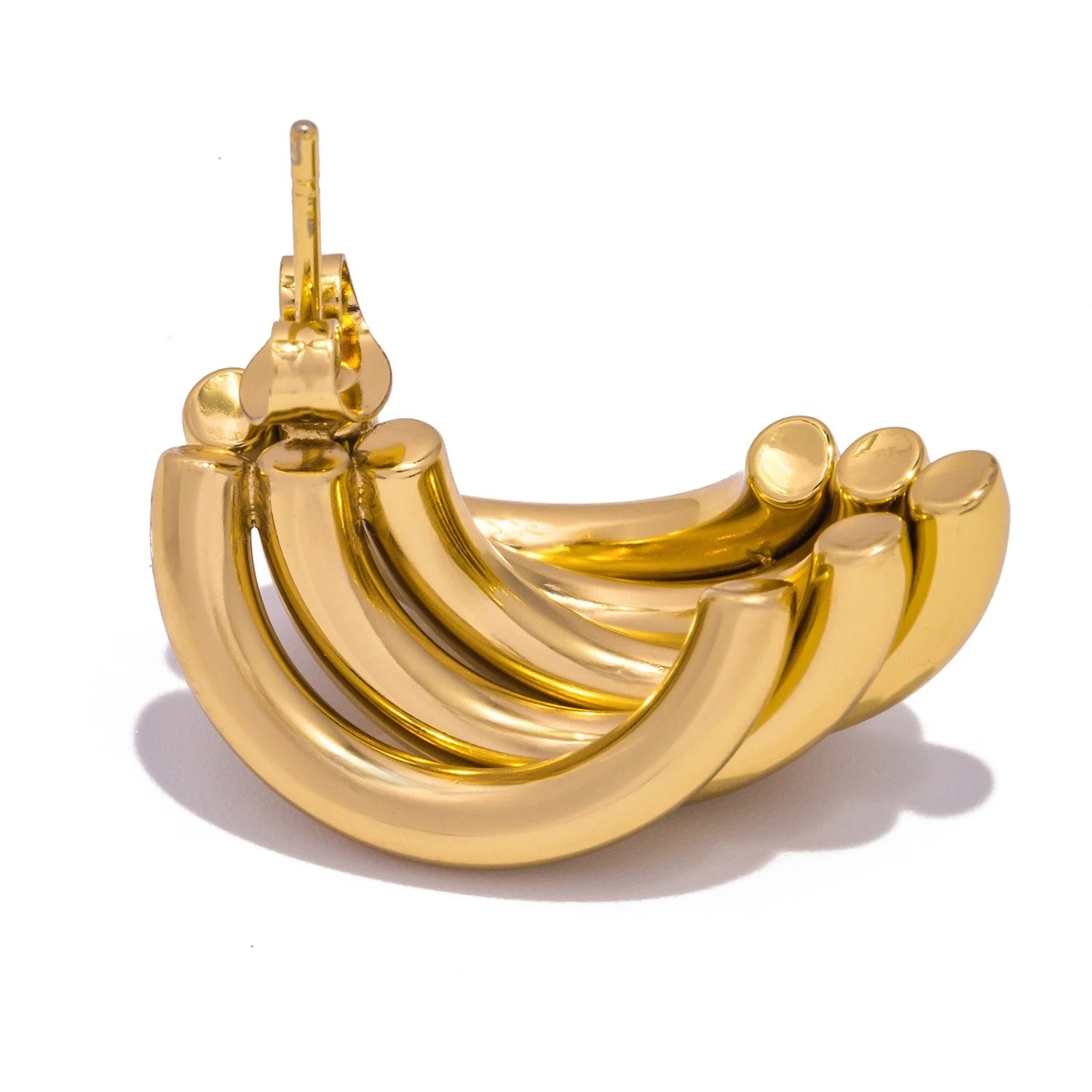 Boucle d’Oreille Dorée Sculpté Acier Inoxydable