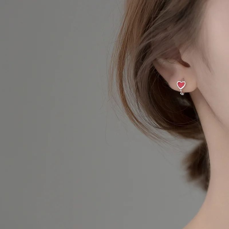 Boucles D'Oreilles Créoles Moyennes En Émail Rouge - 55 Mm De Diamètre, Taille Unique, Argent Boucles D'Oreilles Créoles Moyennes En Émail Rouge - 55 Mm De Diamètre, Taille Unique, Argent