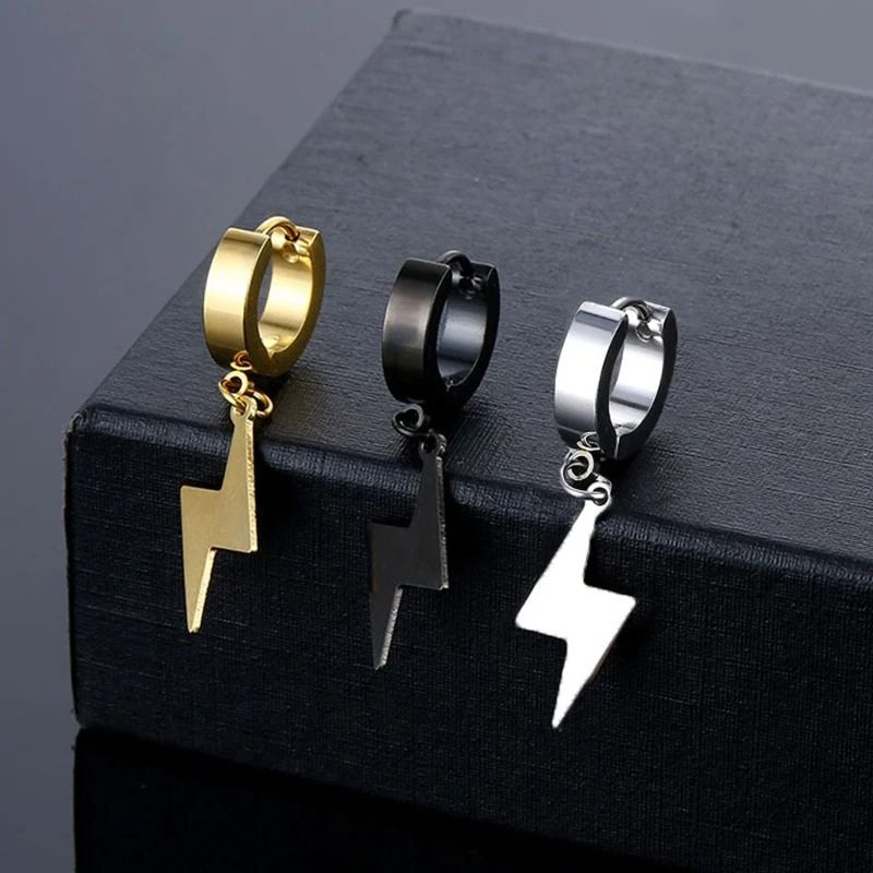 Boucle D'oreille Eclair Créole Acier Inoxydable
