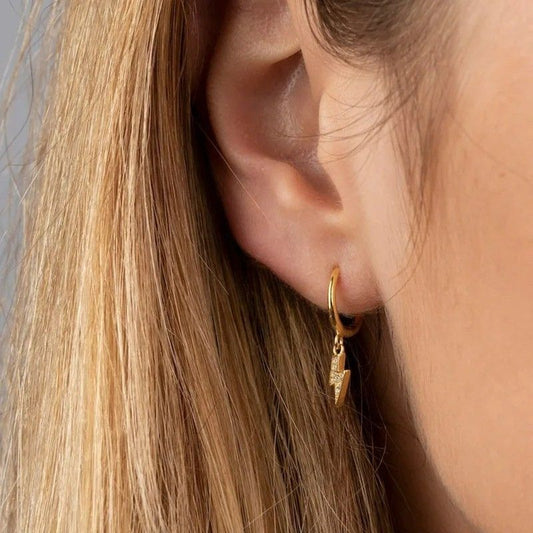 Boucle D'oreille Eclair Créole Dorée Élégante