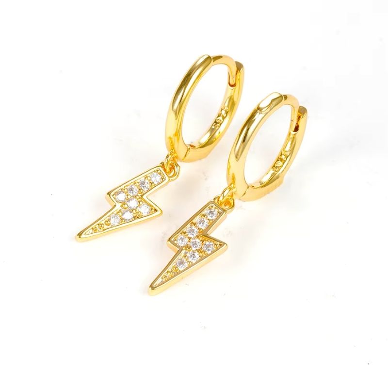 Boucle D'oreille Eclair Créole Dorée Élégante