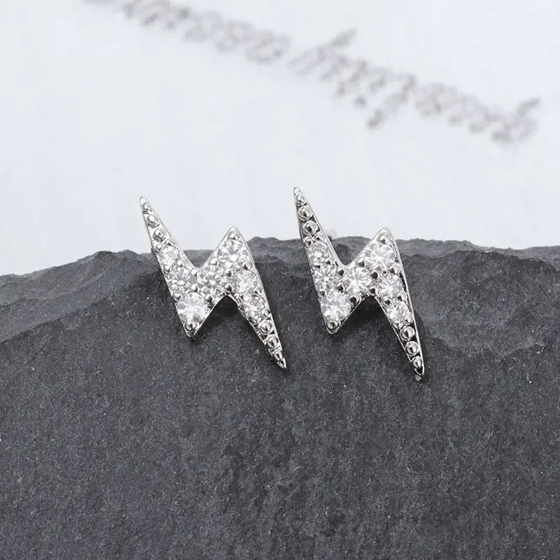 Boucle D'oreille Eclair Étincelante En Zircon