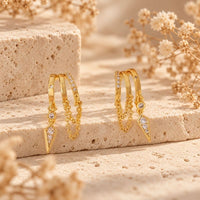 Boucle D’oreille Effet 3 Trous Chaînettes Drapées - Acier Inoxydable