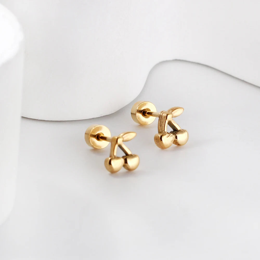 Boucle d'Oreille Enfant Acier Inoxydable Cerises