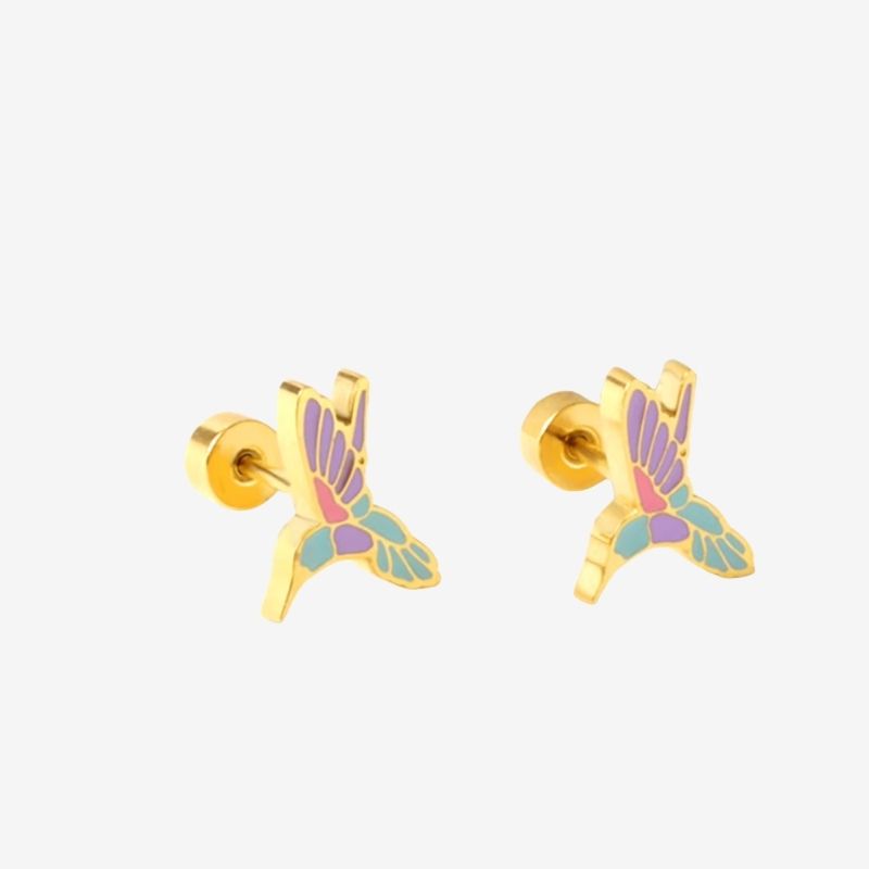 Boucle D’Oreille Enfant Acier Inoxydable Colibri