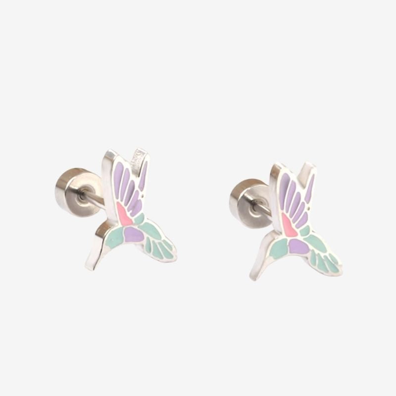 Boucle D’Oreille Enfant Acier Inoxydable Colibri