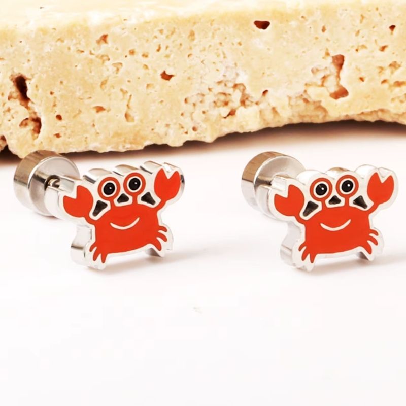 Boucle D’oreille Enfant Crabe - Acier Inoxydable