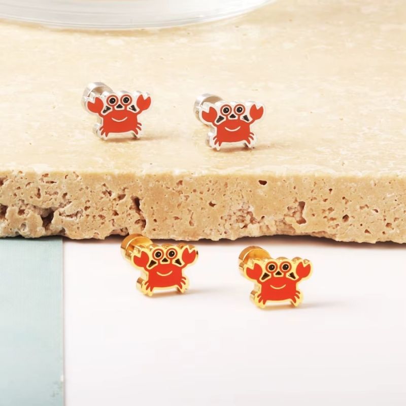 Boucle D’oreille Enfant Crabe - Acier Inoxydable