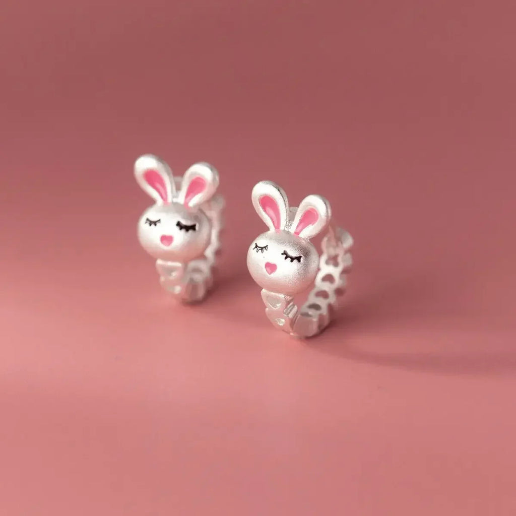 Boucle d'Oreille Enfant Créole Argentée Lapin
