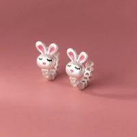 Boucle d'Oreille Enfant Créole Argentée Lapin