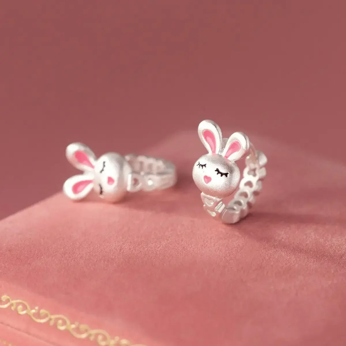 Boucle d'Oreille Enfant Créole Argentée Lapin Image
