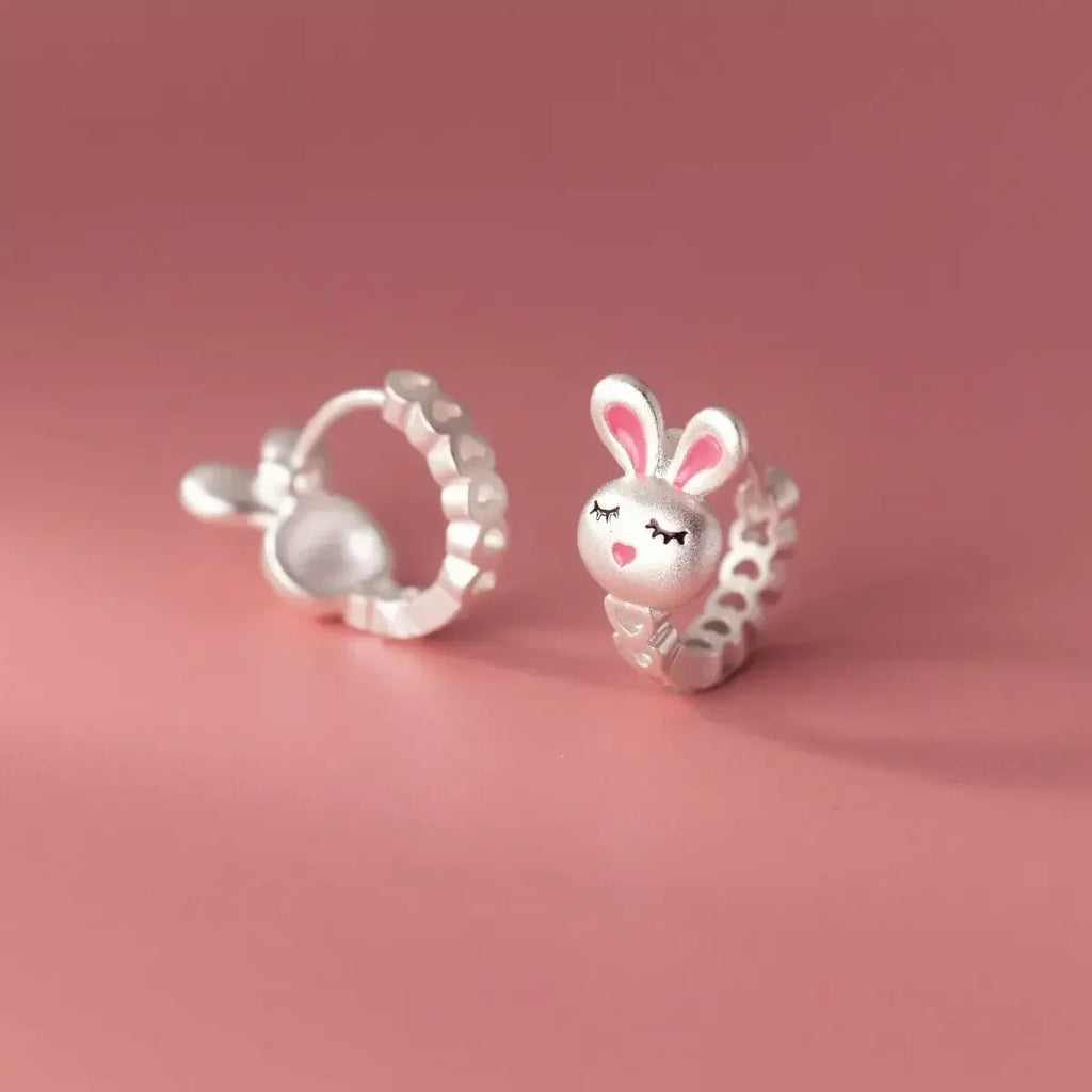 Boucle d'Oreille Enfant Créole Argentée Lapin