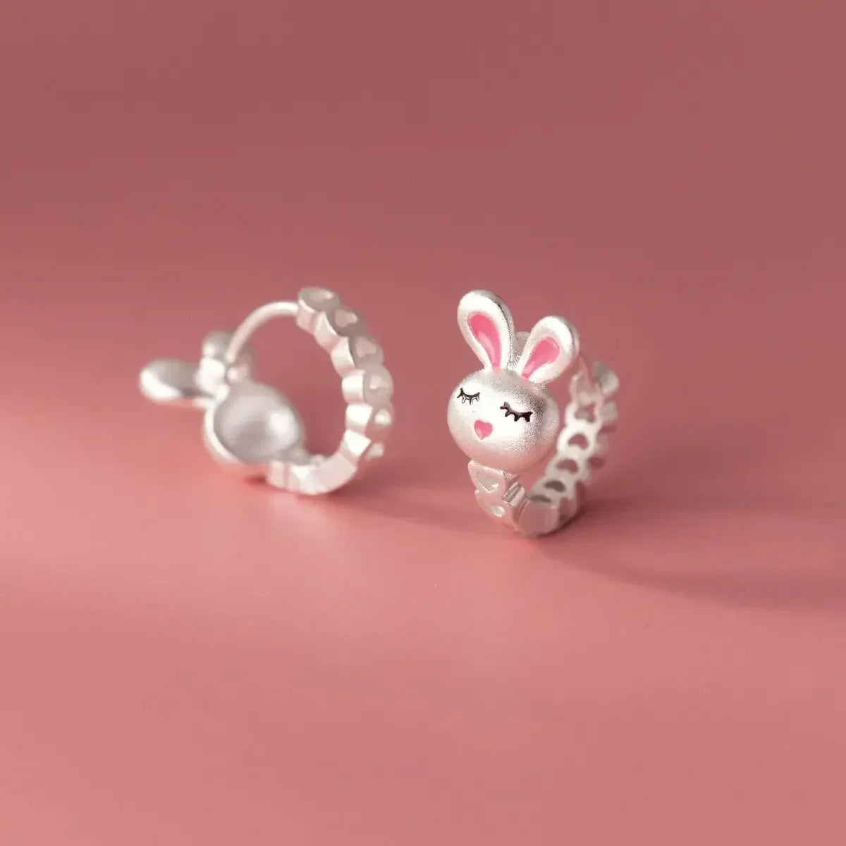 Boucle d'Oreille Enfant Créole Argentée Lapin