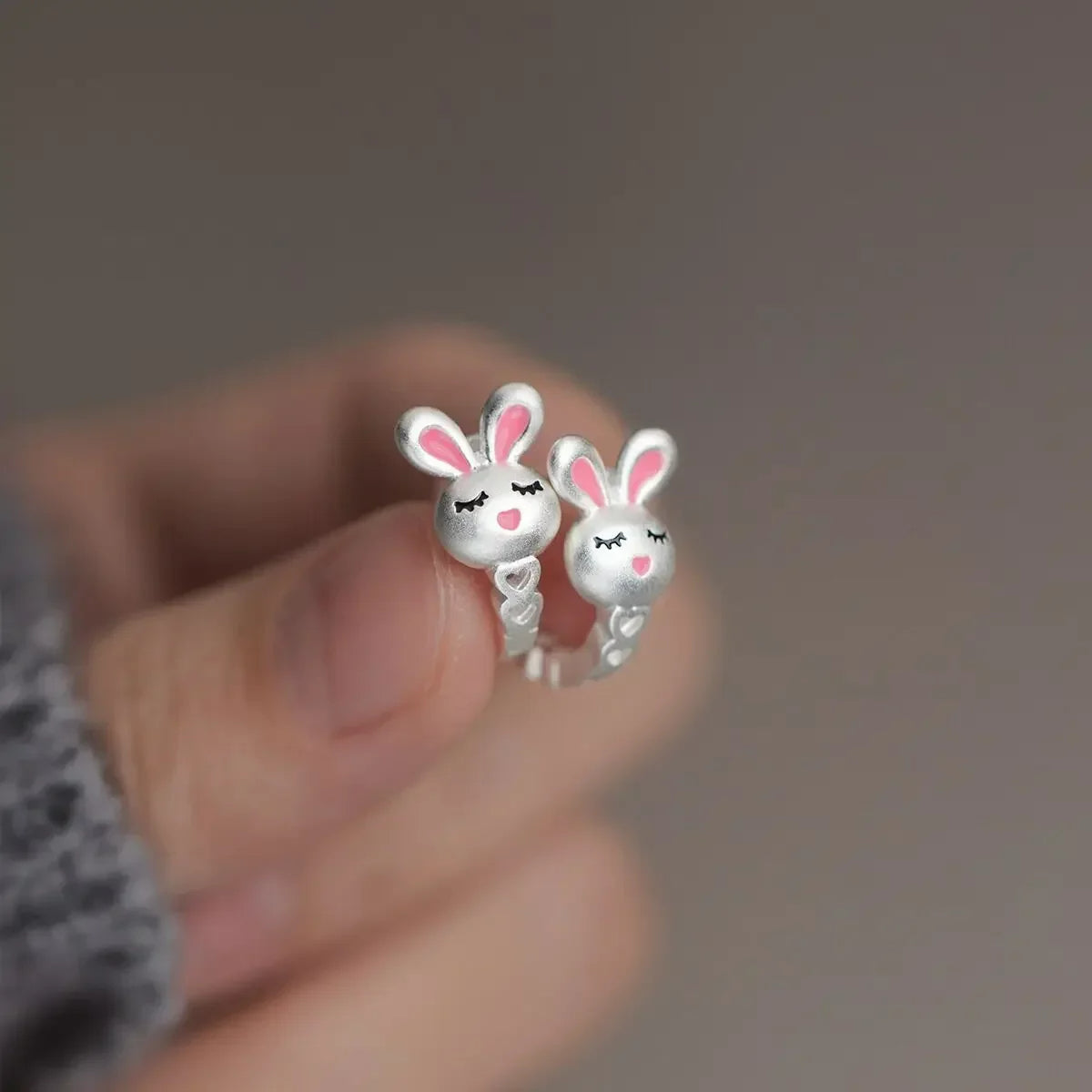 Boucle d'Oreille Enfant Créole Argentée Lapin