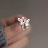 Boucle d'Oreille Enfant Créole Argentée Lapin