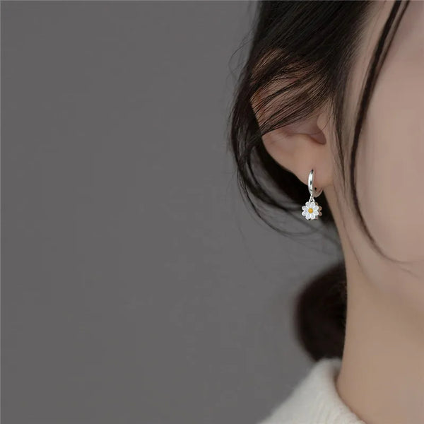 Boucles D'oreilles Argent 925 Marguerites SLUYNZ - Pour Cartilage, Helix - Fines Et Hypoallergéniques