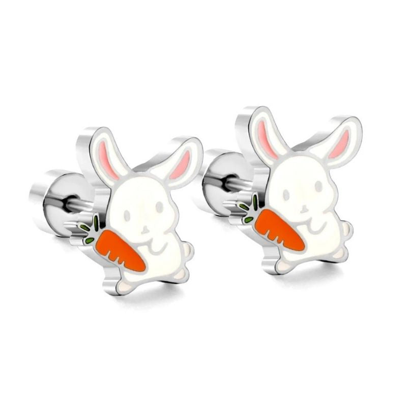 Boucle D’oreille Enfant Lapin - Acier Inoxydable