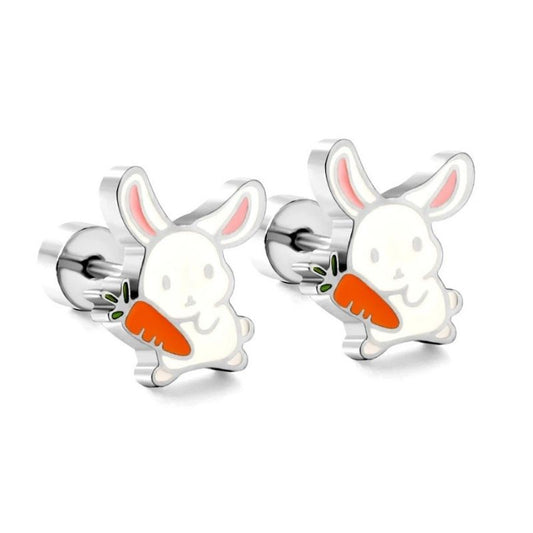 Boucle D’oreille Enfant Lapin - Acier Inoxydable